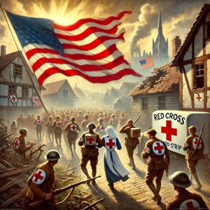 Red Cross Girls with the Stars and Stripes