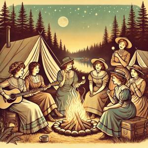 Outdoor Girls Around the Campfire