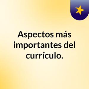 Aspectos más importantes del currículo.