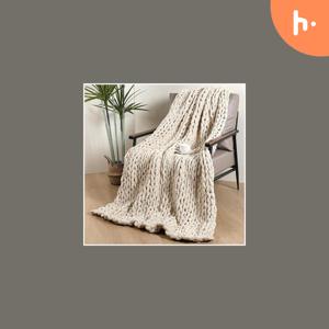 ILUXA Chunky Blanket | Beige Chunky Knit Blanket 50x60