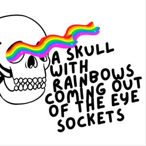 A Skull With Rainbows Coming Out Of The Eye Sockets