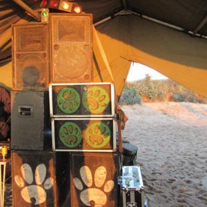 camouflaged disco sound system
