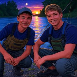 Hills and Dean on the bank