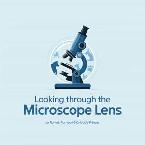 Looking through the microscope lens.