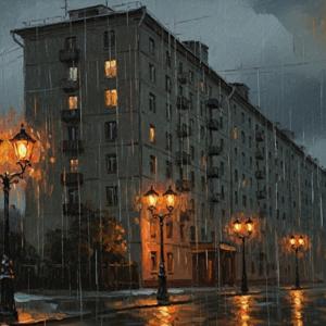Apartment Building in the Rainy Night  - Relaxing Music