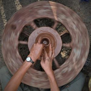 Taking shape on a potters wheel