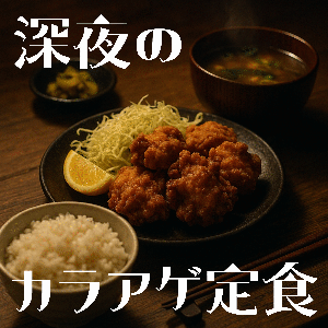 深夜のカラアゲ定食 #ごはん大盛り
