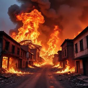 Town on fire