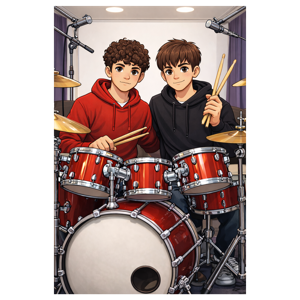 Behind the drum throne